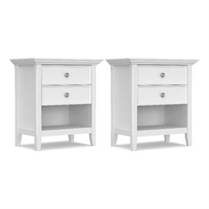 Pemberly Row 24 in Solid Wood Bedside Table Set in White
