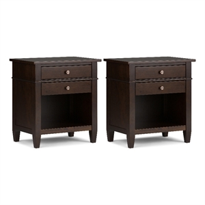 Pemberly Row Solid Wood Bedside Table in Tobacco Brown (Set of 2)