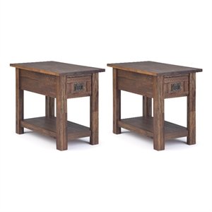 Pemberly Row Acacia Wood Narrow Side Tables in Charcoal Brown (Set of 2)