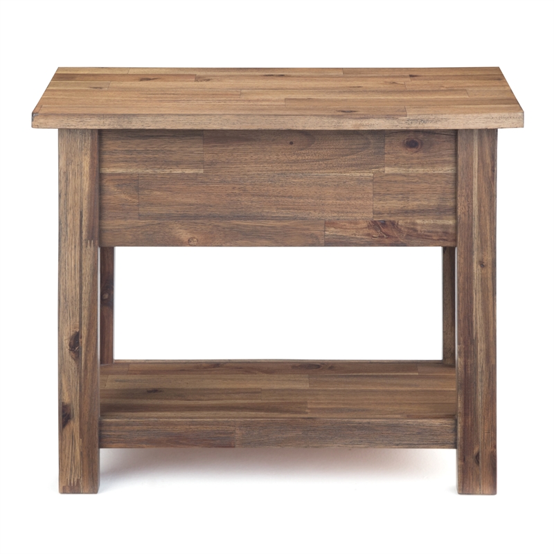 Pemberly Row Acacia Narrow Side Tables Rustic Brown Finish Set of 2