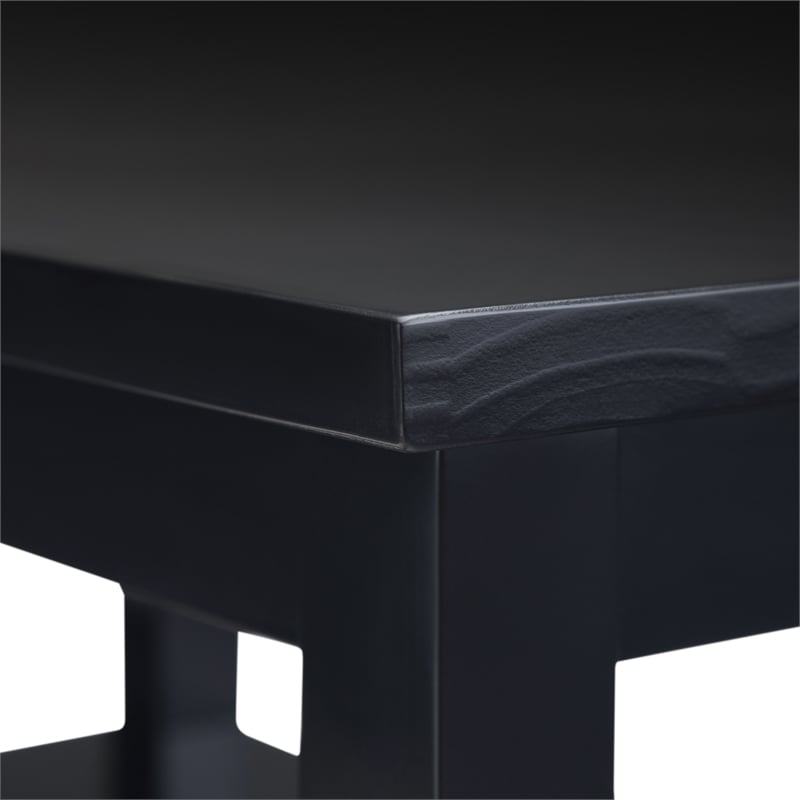 Pemberly Row Solid Wood Narrow End Table Set of 2 in Black