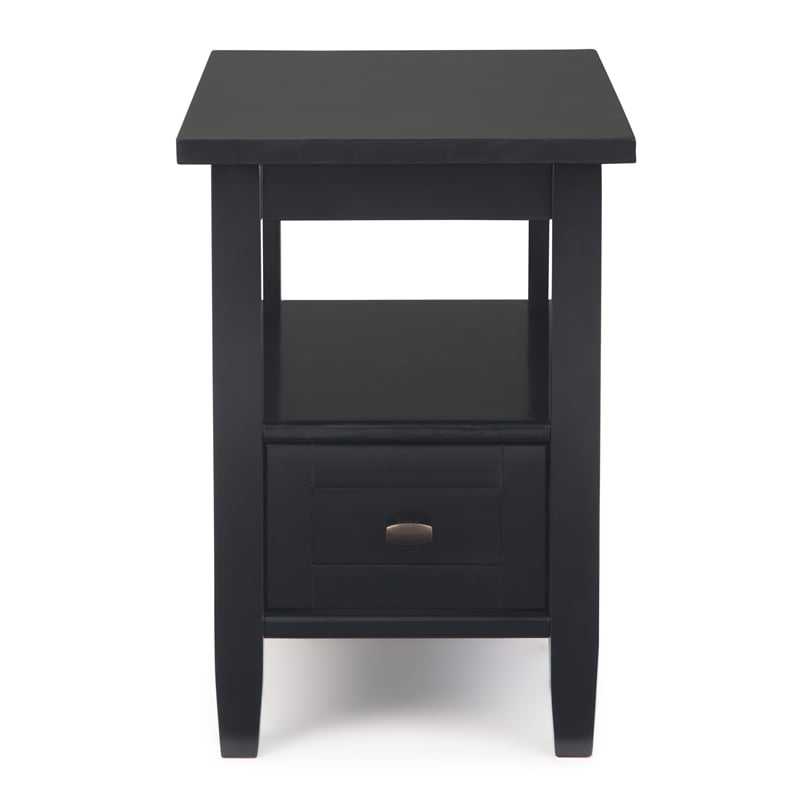 Pemberly Row Solid Wood Narrow End Table Set of 2 in Black