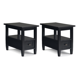Pemberly Row Solid Wood Narrow End Table Set of 2 in Black