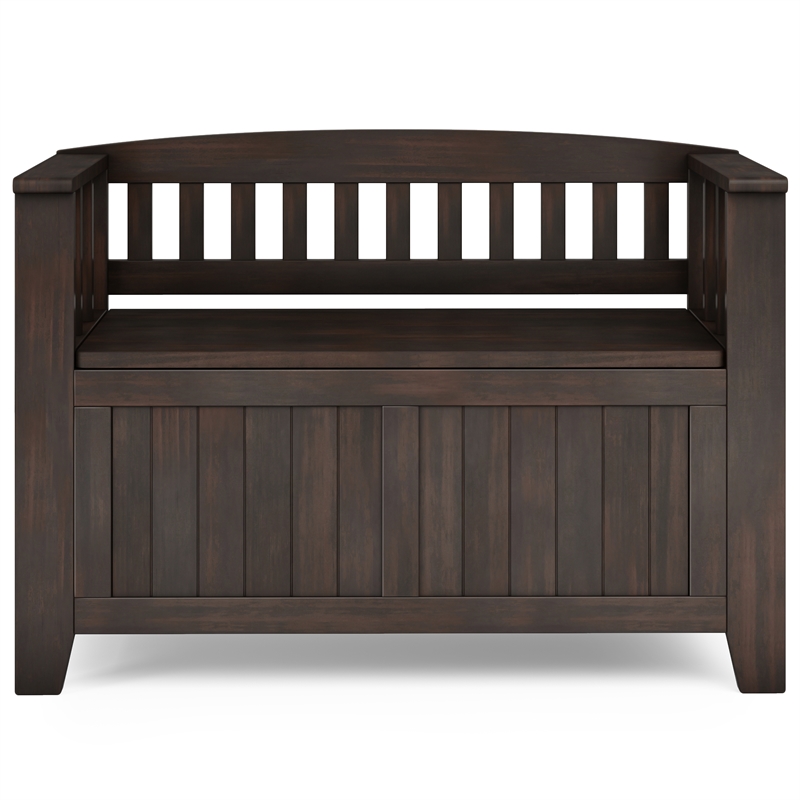 Pemberly Row Wood Storage Bench & Cabinet in Brunette Brown