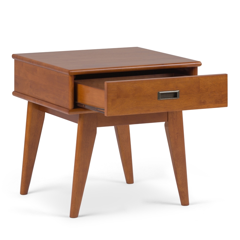 Pemberly Row Rubberwood Coffee & End Table Set in Teak Brown