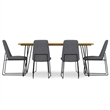 Pemberly Row 7-Piece Dining Set with Oak Veneer Table and Grey Chairs
