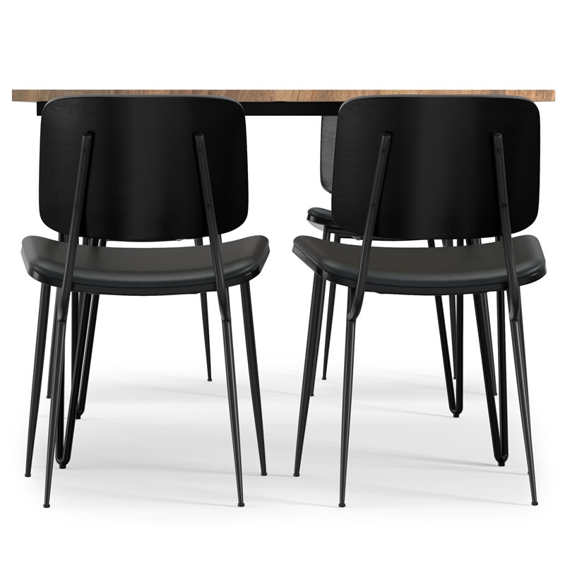 Pemberly Row 5-Piece Dining Set with Mango Wood Table in Black