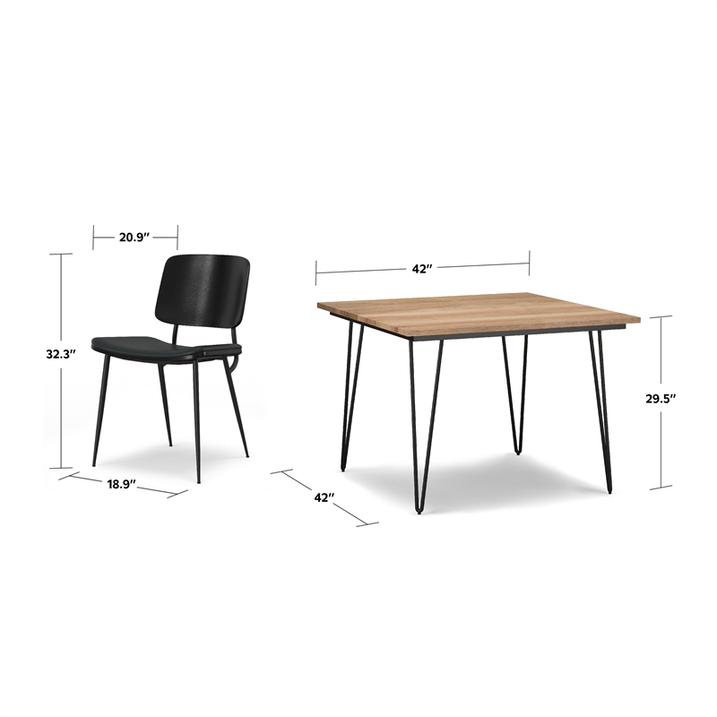 Pemberly Row 5-Piece Dining Set with Mango Wood Table in Black