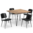 Pemberly Row 5-Piece Dining Set with Mango Wood Table in Black