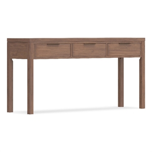 Pemberly Row 60&quot Wide Pine Console Table in Saddle Brown with Storage