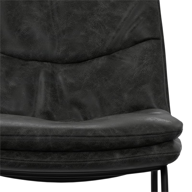 Pemberly Row Modern Bar Stool Set of 2 in Charcoal Gray Faux Leather