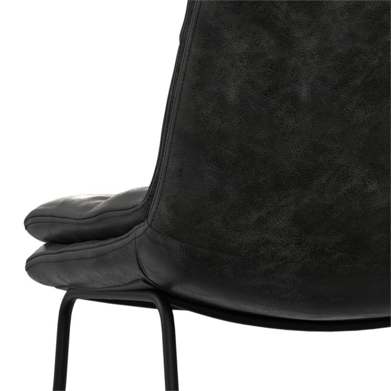Pemberly Row Modern Bar Stool Set of 2 in Charcoal Gray Faux Leather