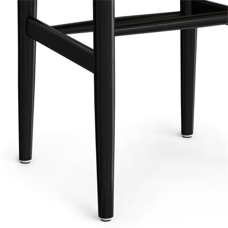 Pemberly Row Hershey Dining Chair Set of 2 in Black Wood and Rope
