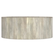 Pemberly Row Mango Wood Round Drum Coffee Table in White Wash