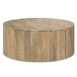 Pemberly Row Mango Wood Round Drum Coffee Table in Briarsmoke