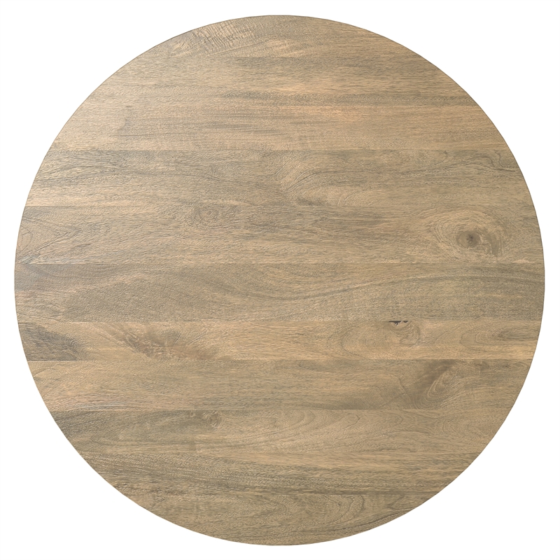 Pemberly Row Mango Wood Round Drum Coffee Table in Briarsmoke