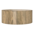 Pemberly Row Mango Wood Round Drum Coffee Table in Briarsmoke
