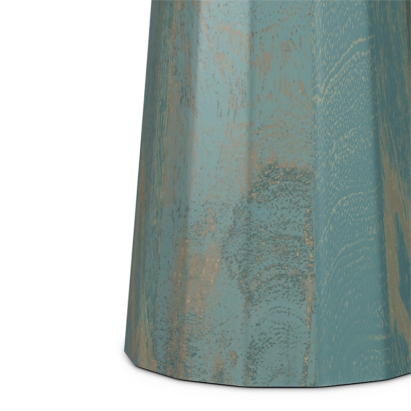 Pemberly Row Accent Table in Mango Wood Teal Wash Finish Round Design