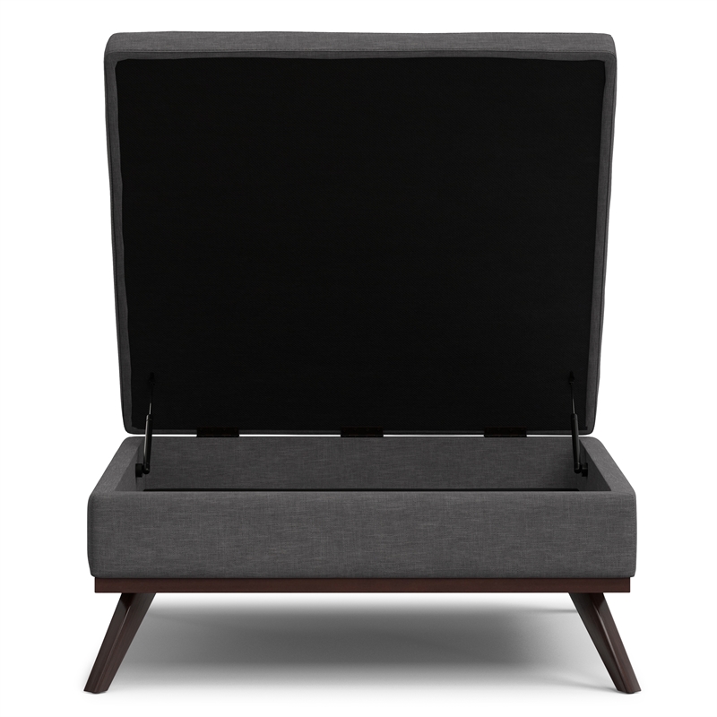 Pemberly Row XL Coffee Table Storage Ottoman in Slate Grey Polyester