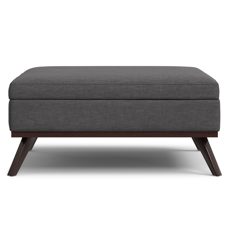 Pemberly Row XL Coffee Table Storage Ottoman in Slate Grey Polyester