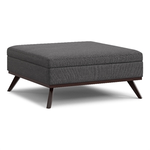 Pemberly Row XL Coffee Table Storage Ottoman in Slate Grey Polyester