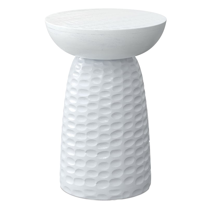 Pemberly Row Contemporary Accent Table in Solid Mango Wood and White Finish