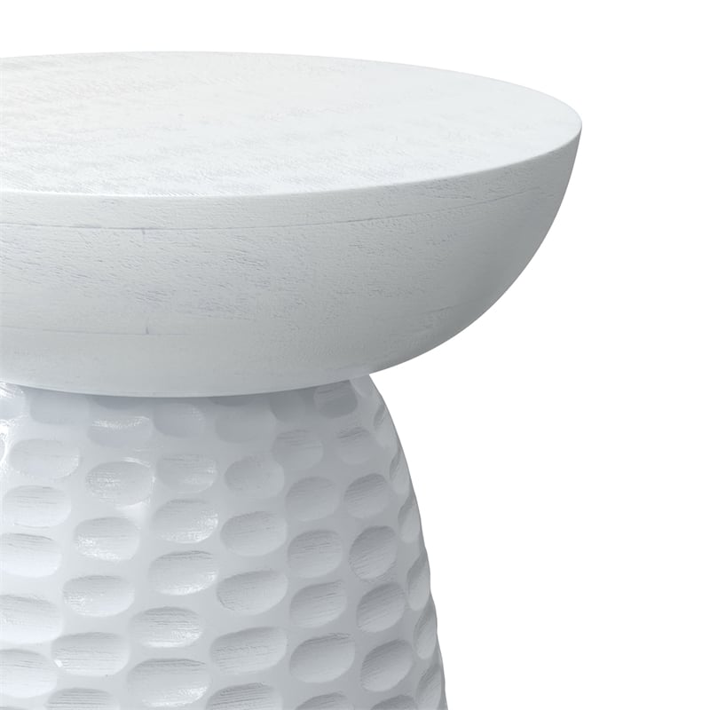 Pemberly Row Contemporary Accent Table in Solid Mango Wood and White Finish
