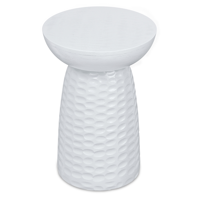 Pemberly Row Contemporary Accent Table in Solid Mango Wood and White Finish