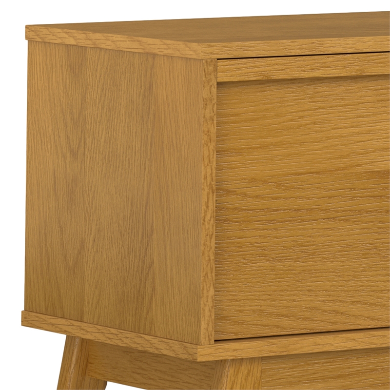 Pemberly Row 72 in Mid Century TV Stand Wood Oak Veneer with Cabinets