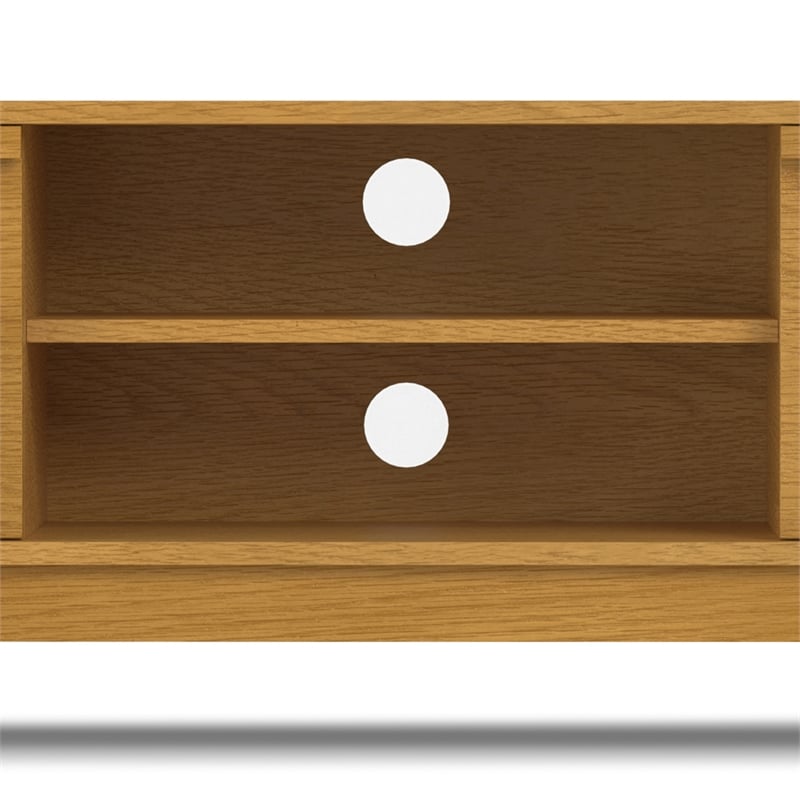 Pemberly Row 72 in Mid Century TV Stand Wood Oak Veneer with Cabinets