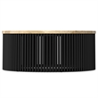 Pemberly Row Mango Wood Round Coffee Table in Natural and Black