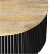Pemberly Row Mango Wood Round Coffee Table in Natural and Black