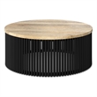 Pemberly Row Mango Wood Round Coffee Table in Natural and Black