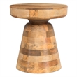 Pemberly Row Mango Wood Round Accent Table in Natural Finish