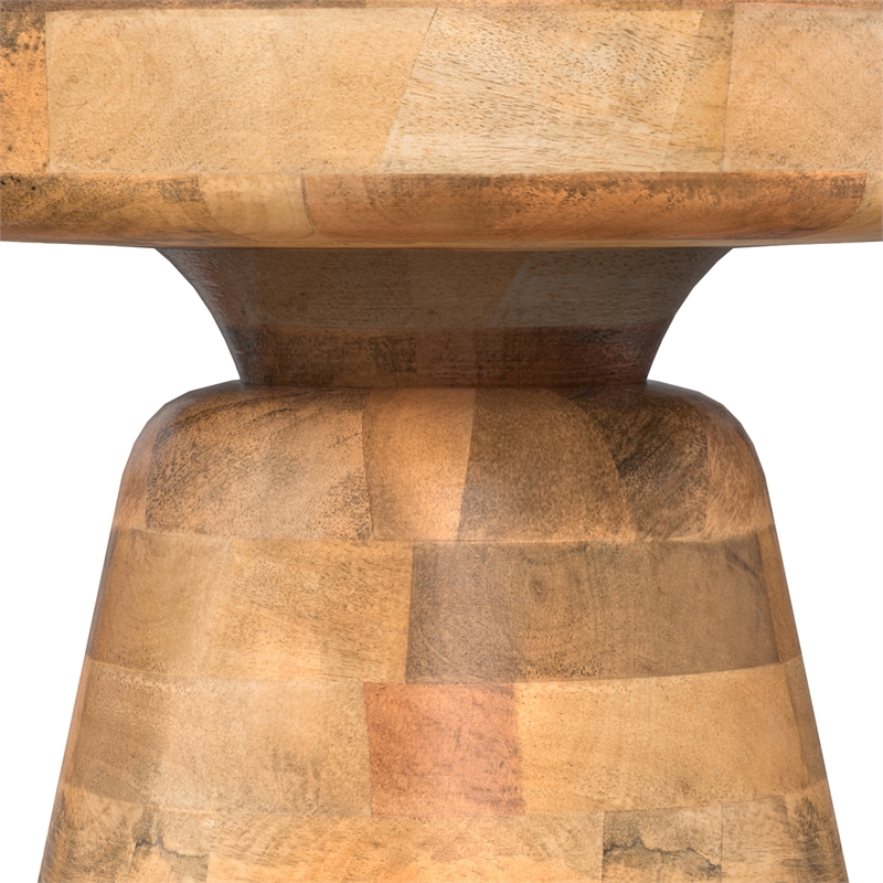 Pemberly Row Mango Wood Round Accent Table in Natural Finish