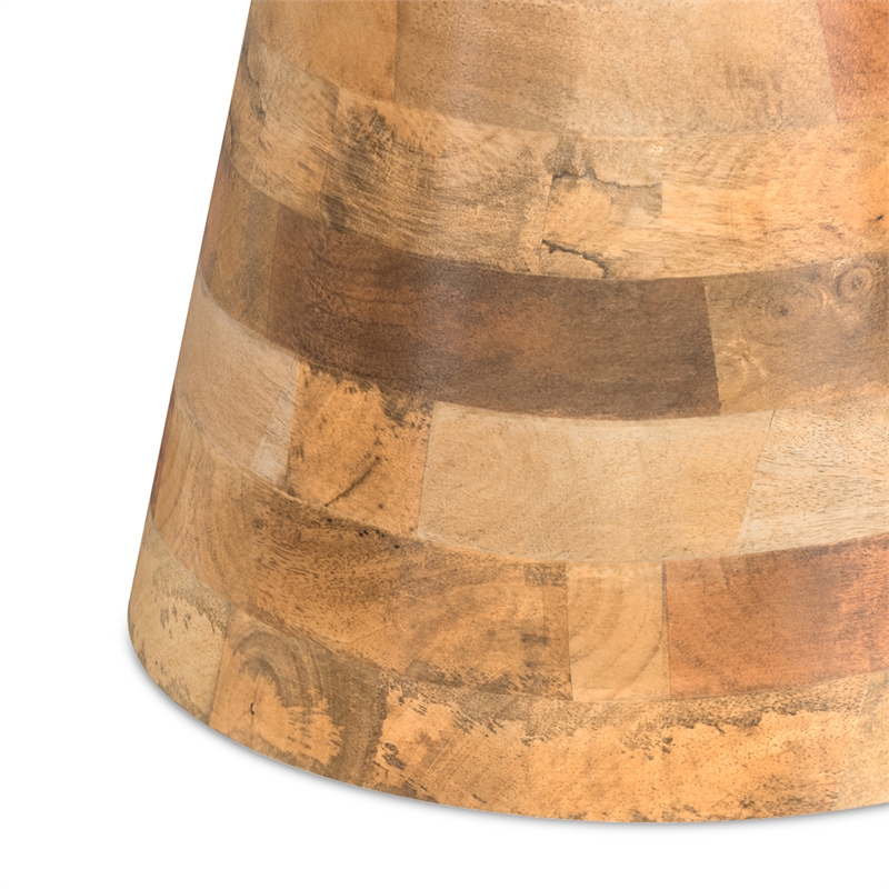 Pemberly Row Mango Wood Round Accent Table in Natural Finish