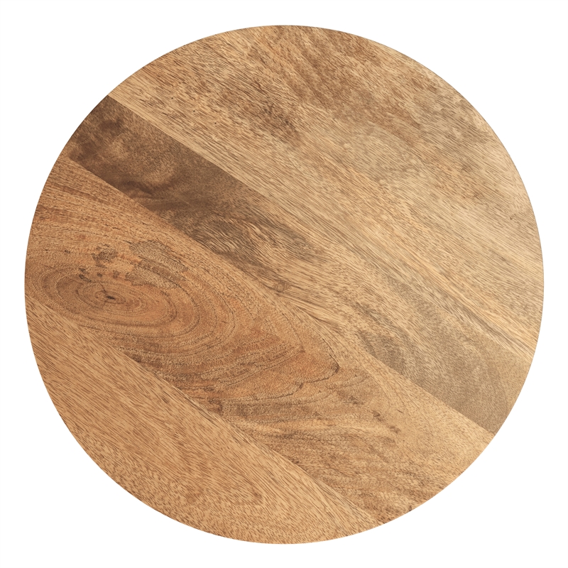 Pemberly Row Mango Wood Round Accent Table in Natural Finish