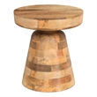 Pemberly Row Mango Wood Round Accent Table in Natural Finish