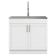Pemberly Row 36-inch Utility Sink Cabinet with Faucet in Pure White