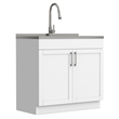 Pemberly Row 36-inch Utility Sink Cabinet with Faucet in Pure White