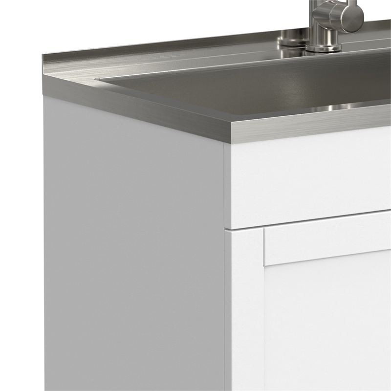Pemberly Row 36-inch Utility Sink Cabinet with Faucet in Pure White