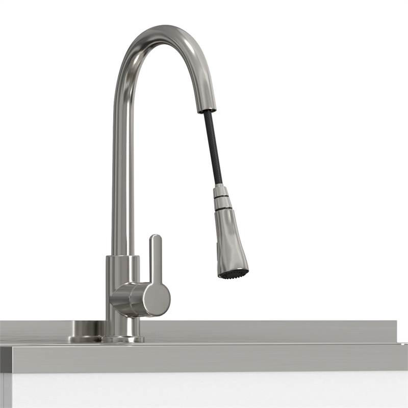 Pemberly Row 36-inch Utility Sink Cabinet with Faucet in Pure White