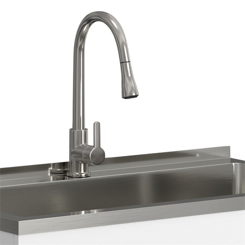 Pemberly Row 36-inch Utility Sink Cabinet with Faucet in Pure White