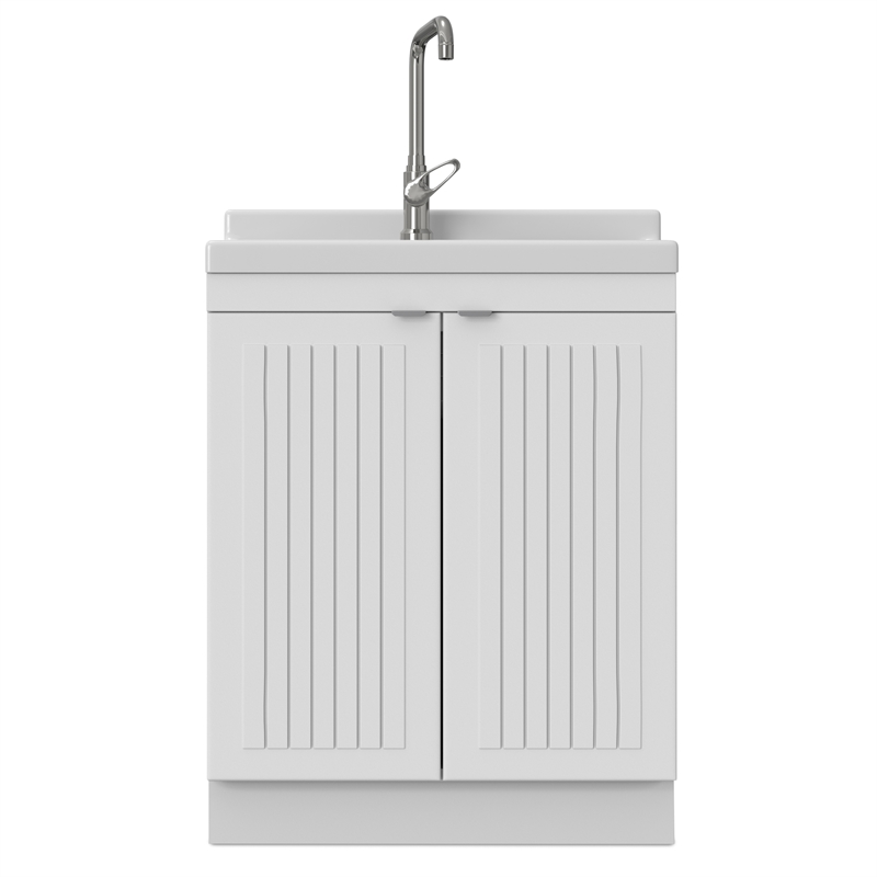 Pemberly Row 28-Inch Utility Sink Cabinet with ABS Sink in Pure White