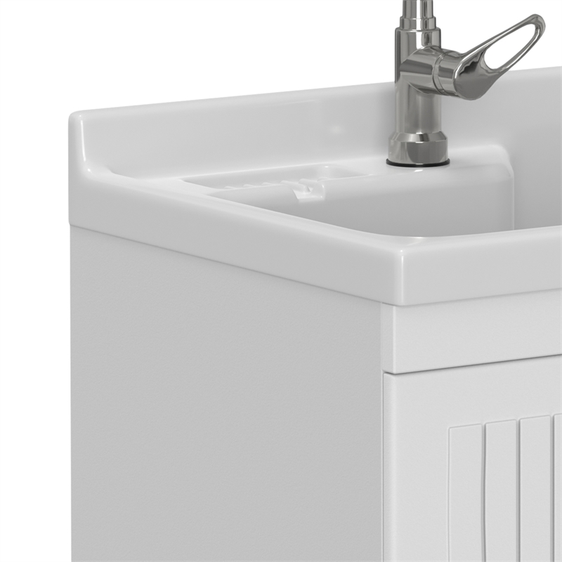 Pemberly Row 28-Inch Utility Sink Cabinet with ABS Sink in Pure White