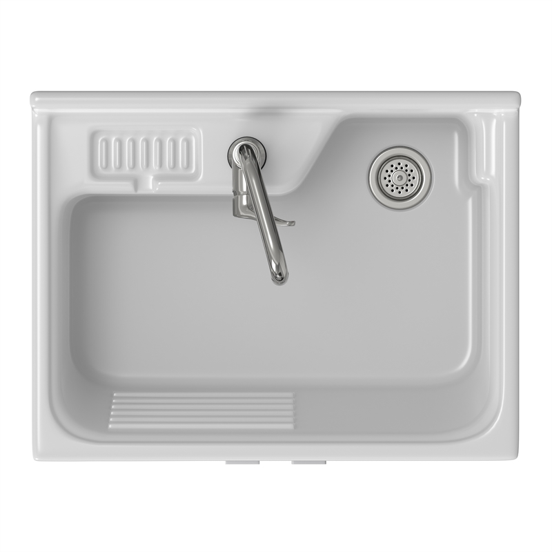 Pemberly Row 28-Inch Utility Sink Cabinet with ABS Sink in Pure White