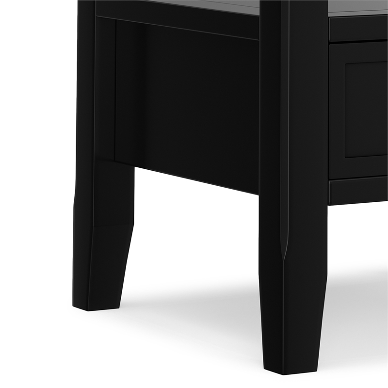 Pemberly Row 19-Inch Solid Pine Wood End Table with Drawer in Black