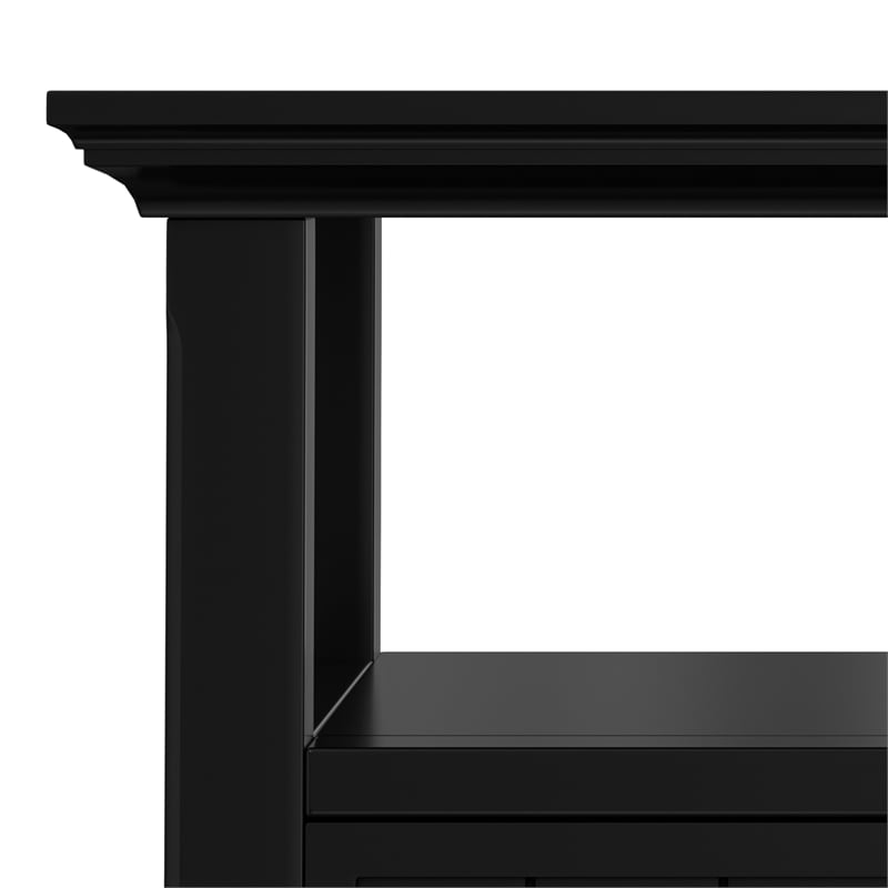 Pemberly Row 19-Inch Solid Pine Wood End Table with Drawer in Black