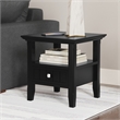 Pemberly Row 19-Inch Solid Pine Wood End Table with Drawer in Black