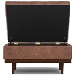 Pemberly Row Coffee Table Storage Ottoman Vegan Leather Brown 34 in